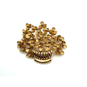 Monet floral basket gold tone brooch flowers pin bouquet vintage classic preppy